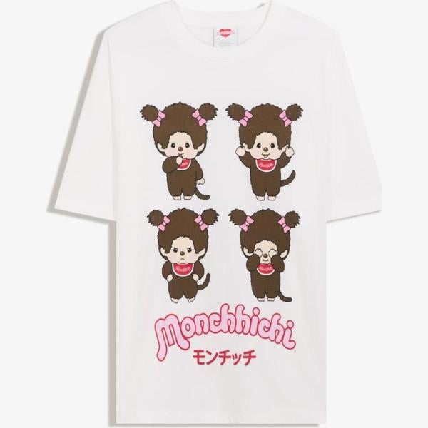 camiseta Bershka blanco con diseños