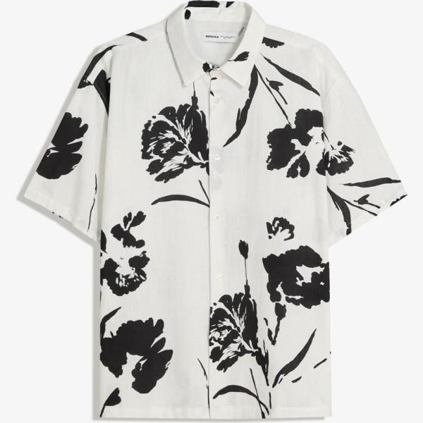 camisas de manga corta Bershka gris con diseños