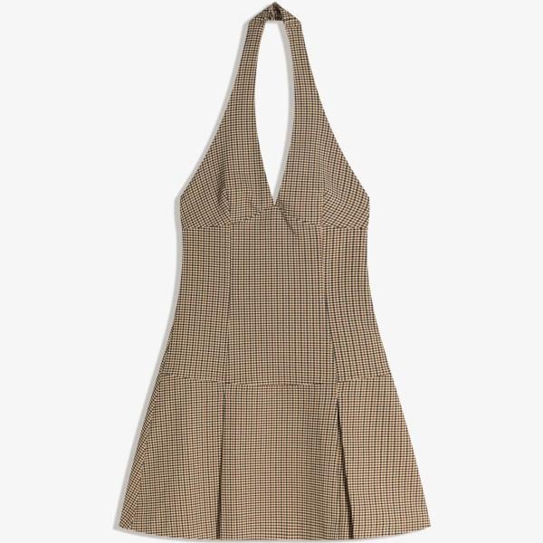 vestidos cortos Bershka marrón de cuadros
