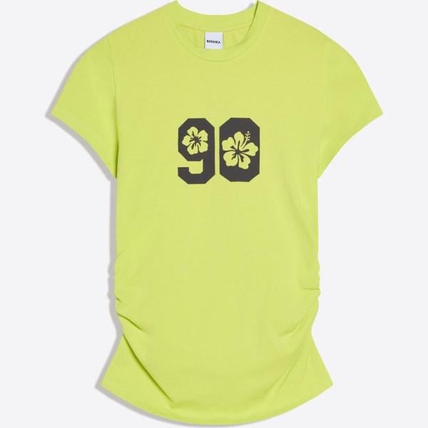 camiseta Bershka amarillo con diseños