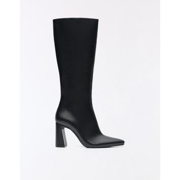 Botas mujer jet black de tacón poliéster Bershka