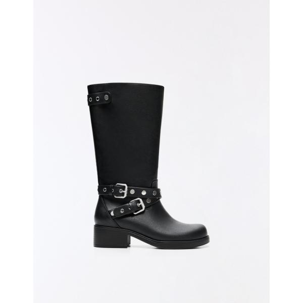 Botas mujer biker jet black poliéster Bershka