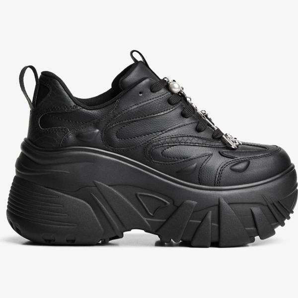 Sneakers mujer jet black plataforma poliéster Bershka