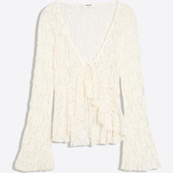 Chaqueta mujer snow white con volantes poliéster Bershka