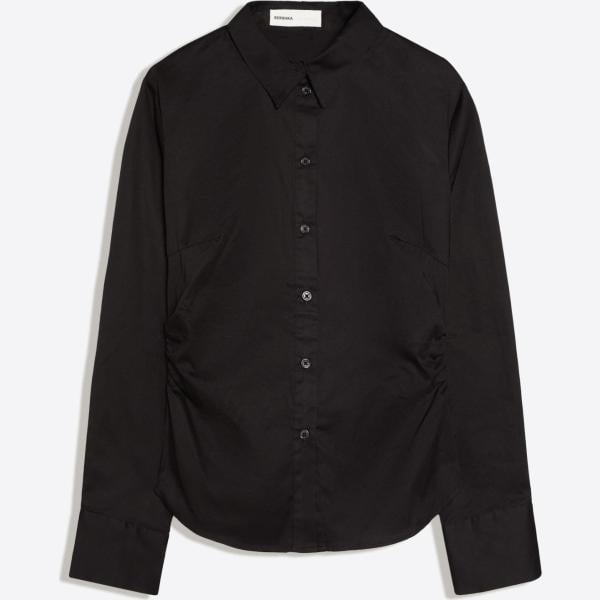 Camisa mujer jet black de manga larga poliéster Bershka
