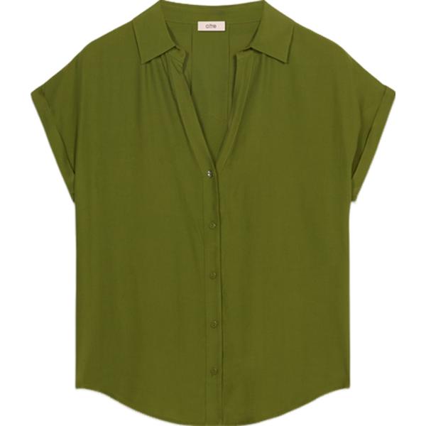 camicie a manica corta Oltre verde tinta unita