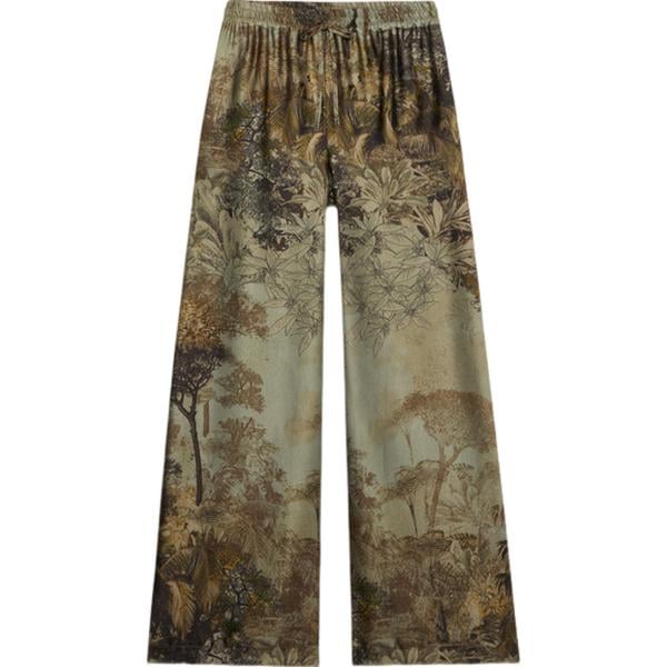 pantaloni a palazzo Oltre marrone con stampe