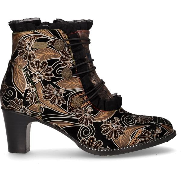 stivaletti da donna in marrone scuro con tacco con zip in pelle Laura Vita