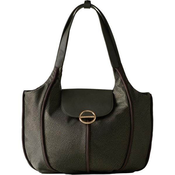 shopping bag Borbonese marrone con stampe