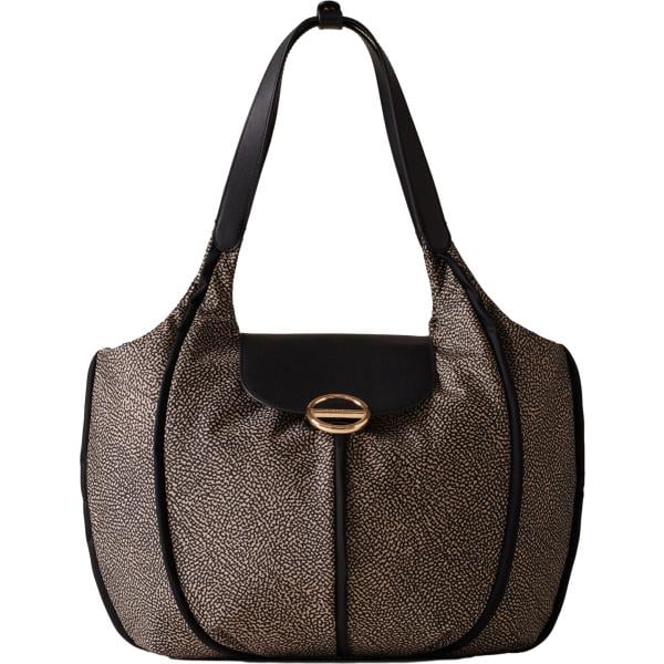 shopping bag Borbonese nero con stampe