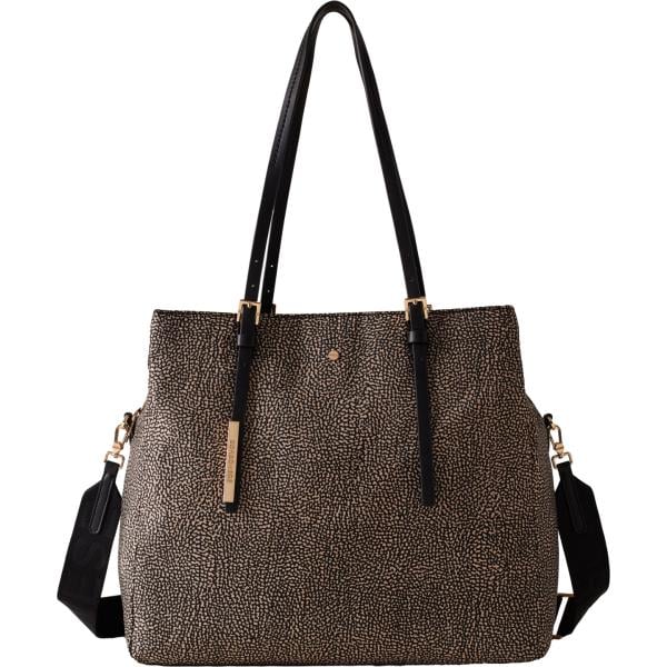 shopping bag Borbonese marrone con stampe