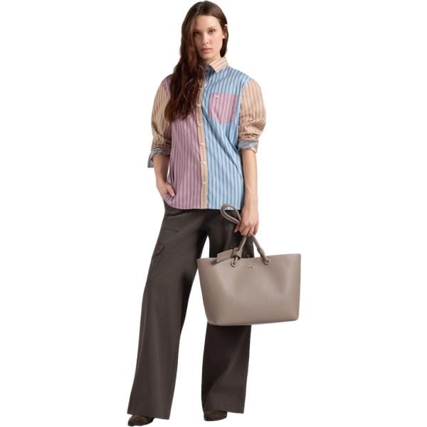 Camicia da donna in marrone scuro a righe in nylon Harmont&Blaine