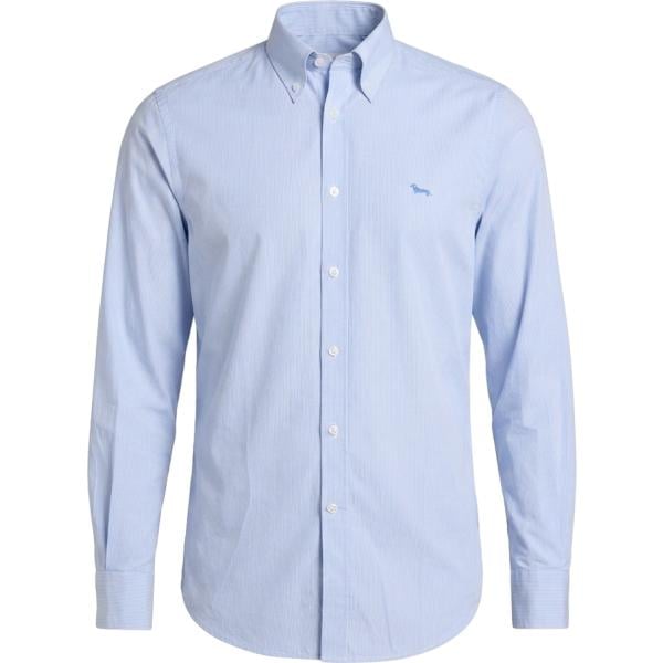 Camicia da uomo intero in azzurro in cotone Harmont&Blaine