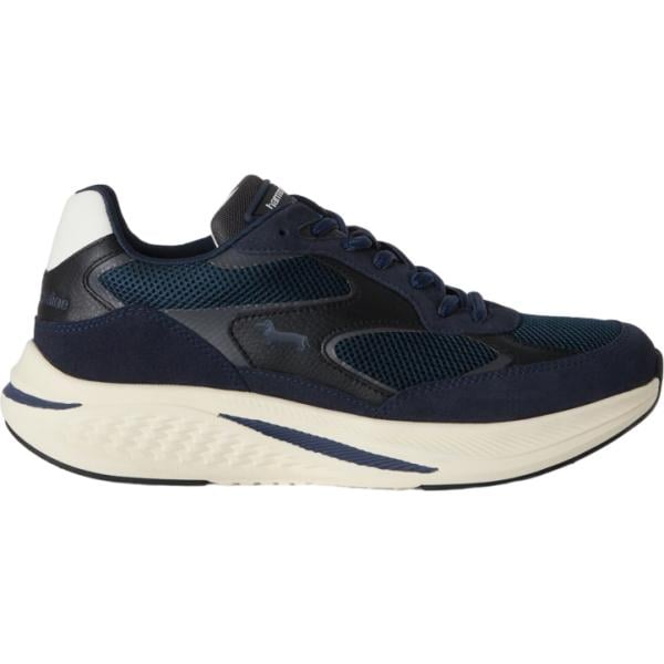 Sneakers da uomo in nero pece effetto scamosciato in pelle Harmont&Blaine