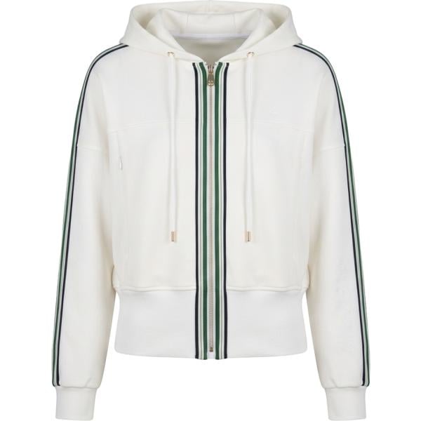 Felpa con cappuccio da donna in bianco avorio collo con cappuccio lungo a vita alta con zip Harmont&Blaine