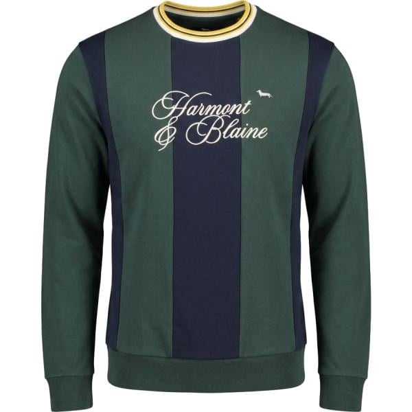 Felpa da uomo in grigio scuro con stampe girocollo in cotone Harmont&Blaine