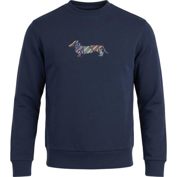 Felpa da uomo in blu scuro a righe girocollo in cotone Harmont&Blaine