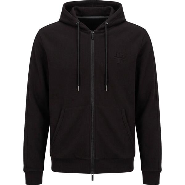 Felpa con cappuccio da uomo in nero pece collo con cappuccio con zip in rayon Harmont&Blaine