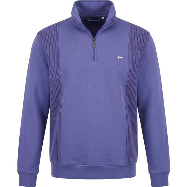 Felpa da uomo in viola scuro lavorato a maglia collo alto con zip Harmont&Blaine