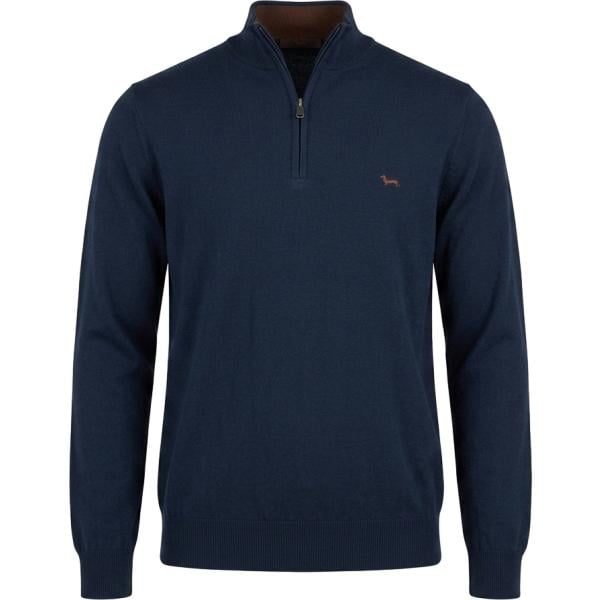 Pullover da uomo in blu scuro collo alto con zip in lana Harmont&Blaine
