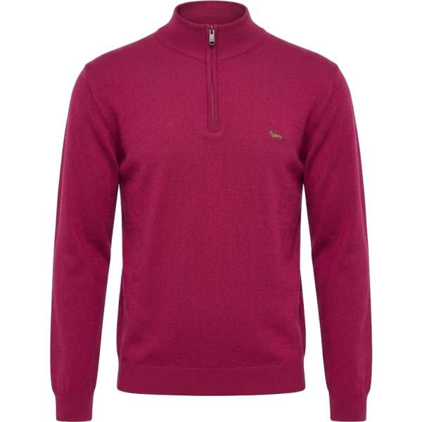 Pullover da uomo in bordeaux collo alto con zip in lana Harmont&Blaine