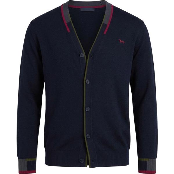 Cardigan da uomo in blu scuro collo a v lungo con bottoni in lana Harmont&Blaine Harmont&Blaine