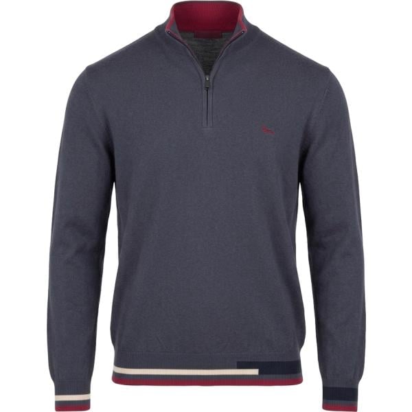 Pullover da uomo in grigio scuro collo alto con zip in lana Harmont&Blaine