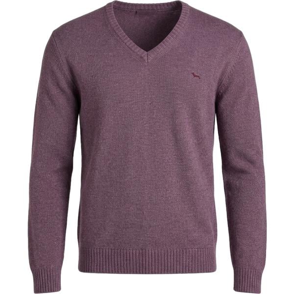 Maglione da uomo in viola scuro collo a v made in italy in lana Harmont&Blaine
