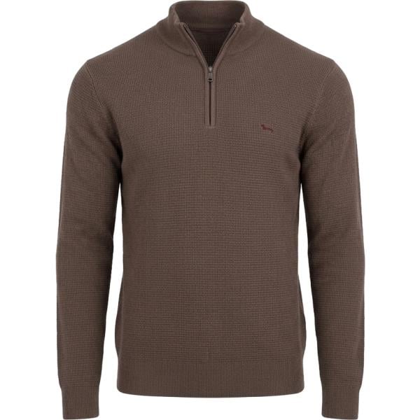 Pullover da uomo in verde scuro a quadri collo alto con zip in lana Harmont&Blaine Harmont&Blaine
