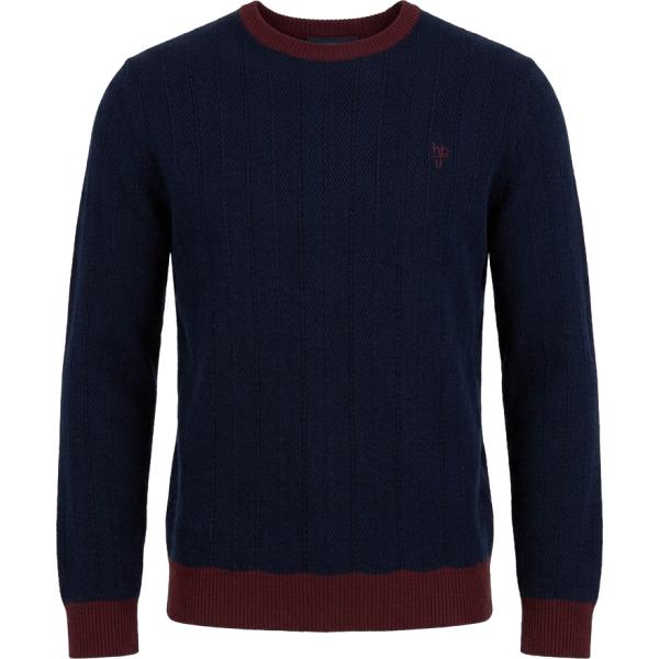 Maglione da uomo in blu scuro girocollo cinque tasche in lana Harmont&Blaine