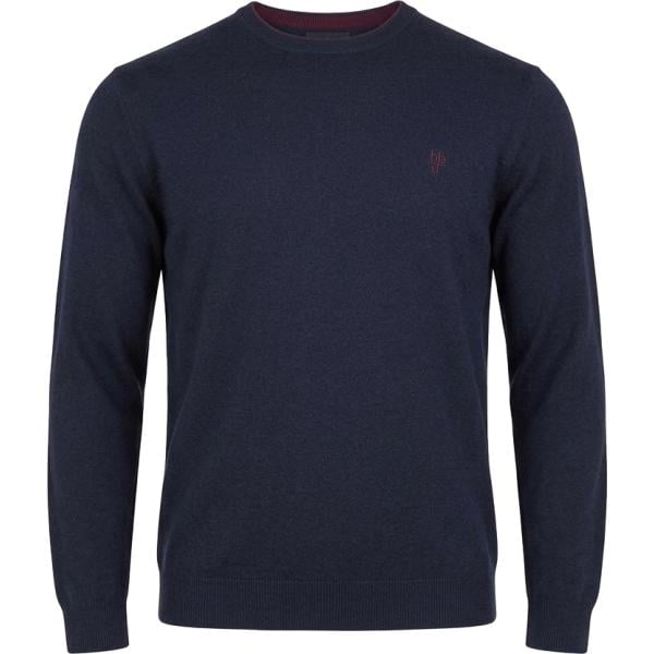Maglione da uomo in blu scuro girocollo cinque tasche in lana Harmont&Blaine
