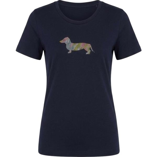 T-shirt da donna oversize in blu scuro a righe con glitter maxi in cotone Harmont&Blaine
