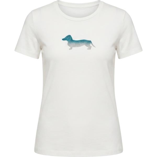 T-shirt da donna in bianco neve con strass maxi in cotone Harmont&Blaine