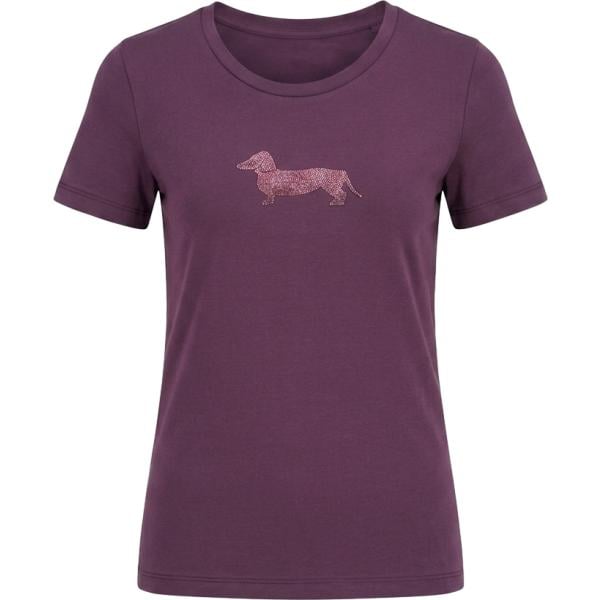 T-shirt da donna in viola scuro con strass maxi a vita alta in cotone Harmont&Blaine
