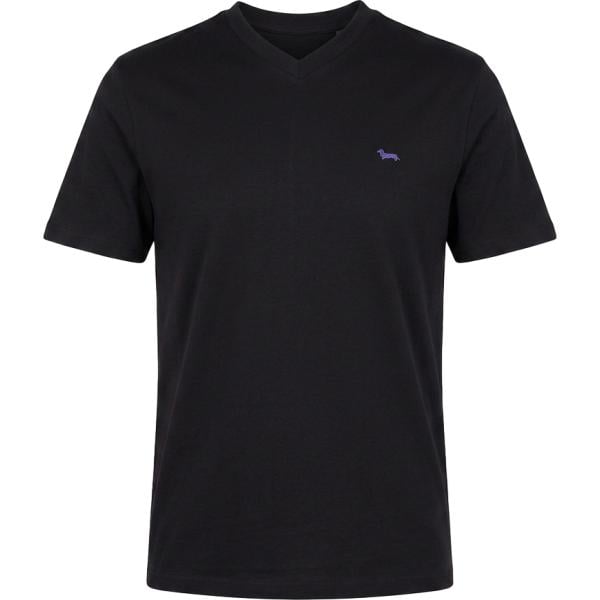 T-shirt da uomo in nero pece collo a v in cotone Harmont&Blaine