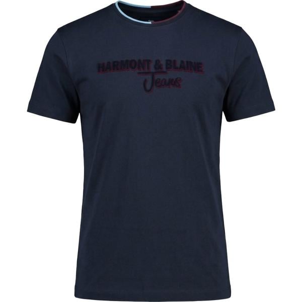 T-shirt da uomo in blu scuro con stampe a maniche corte Harmont&Blaine
