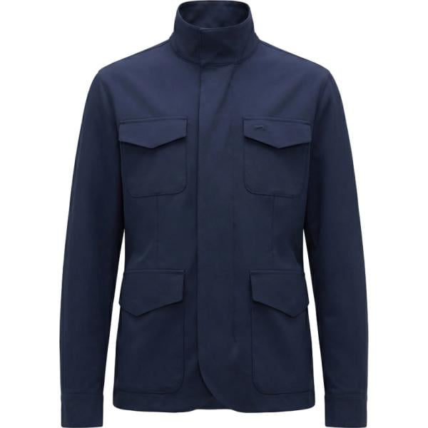 Giacca soprabito da uomo in blu scuro collo alto in nylon Harmont&Blaine