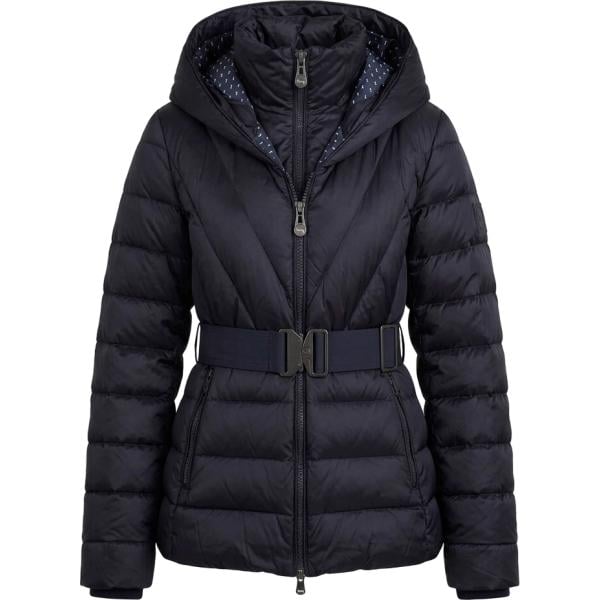 Piumino da donna in nero pece collo a dolcevita a vita alta con cintura in nylon Harmont&Blaine