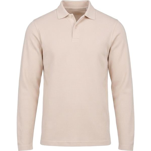 Polo da uomo in bianco avorio a maniche lunghe Harmont&Blaine