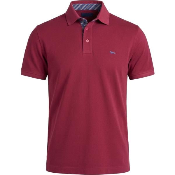 Polo da uomo in bordeaux a righe a maniche corte con bottoni in cotone Harmont&Blaine