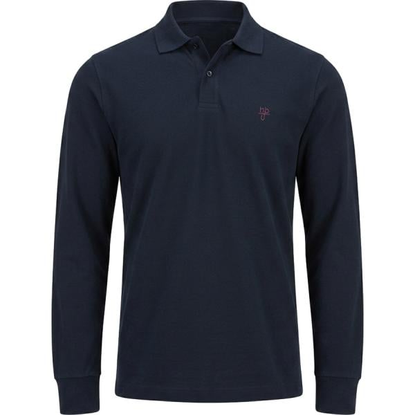 Polo da uomo in blu scuro a maniche lunghe in cotone Harmont&Blaine
