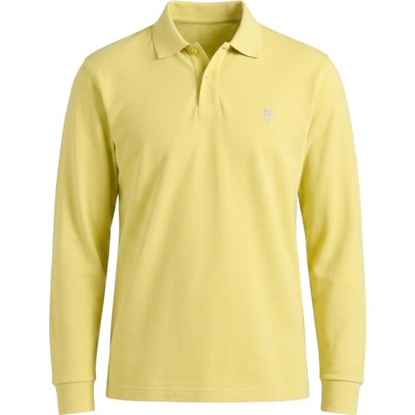 Polo da uomo in giallo chiaro a maniche lunghe in cotone Harmont&Blaine