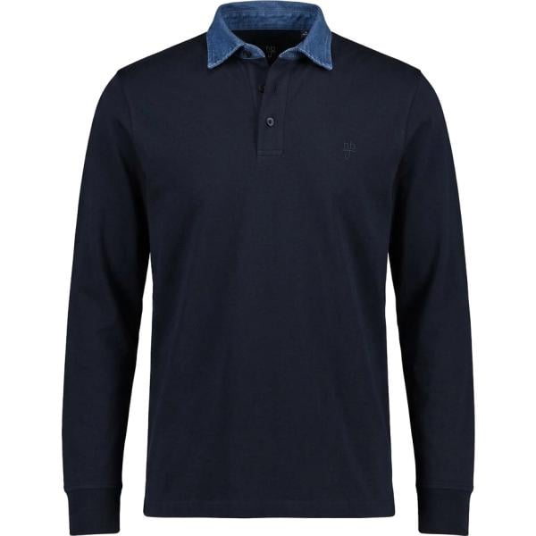 Polo da uomo in blu scuro con bottoni Harmont&Blaine