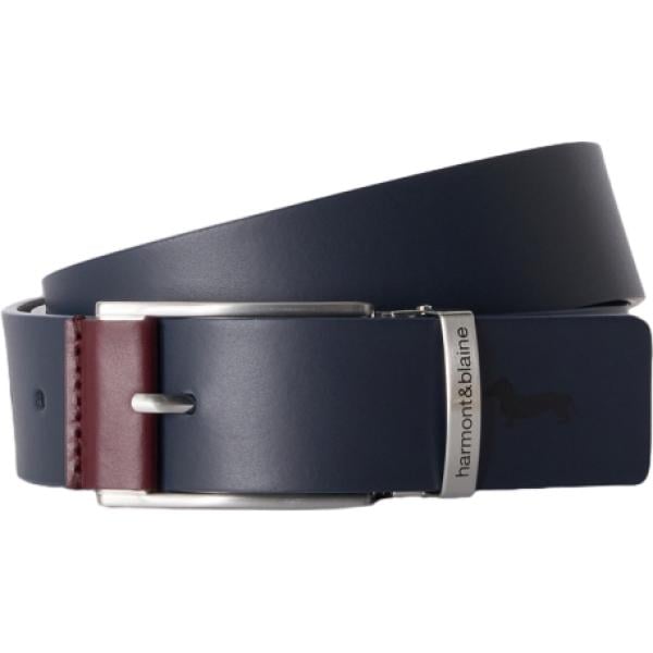 Cintura da uomo in nero pece con fibbia in metallo Harmont&Blaine