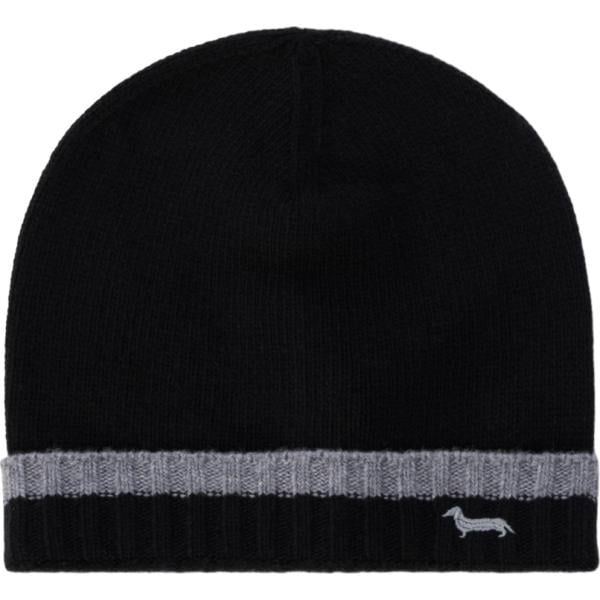 Beanie da uomo in nero pece in lana Harmont&Blaine
