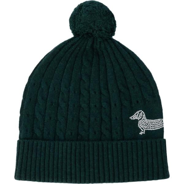Beanie da donna in verde scuro lavorato a maglia con cintura in lana Harmont&Blaine