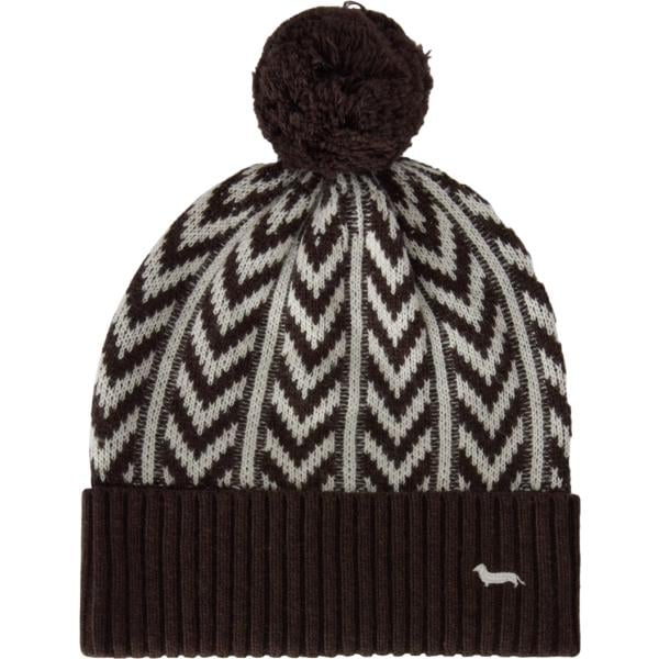 Beanie da donna in marrone scuro lavorato a maglia in lana Harmont&Blaine