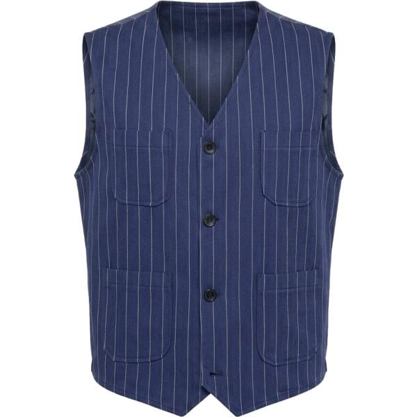 Gilet da uomo in blu scuro a righe in denim Harmont&Blaine