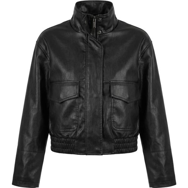 Bomber da donna in nero pece effetto lucido Nunalie