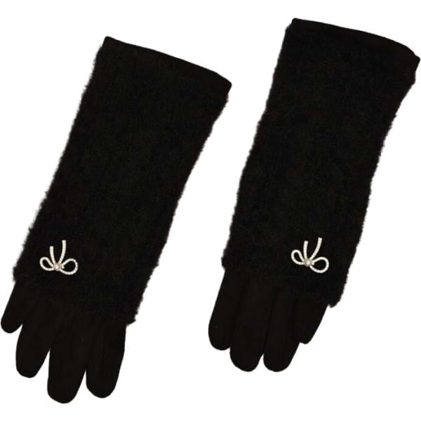 Guanti da donna in nero pece con strass Nunalie